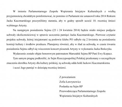pismo z Sejmu